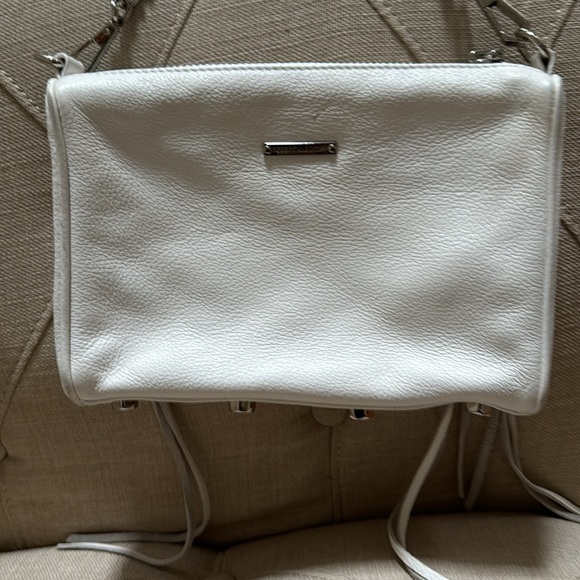Rebecca Minkoff Triple Zip Mini Crossbody Bag white Leather Silver-Tone Hardware - Picture 2 of 7